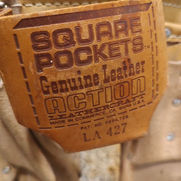 Square Pocket Genuine Suede Leather Action Tool Belts Brown Leathercraft LA 427 - Picture 10 of 10